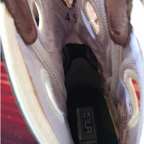 š¤ Ariat Purpleāand Brown Leather Square Toe Cowboy Boots Size 4.5 - Picture 5 of 9